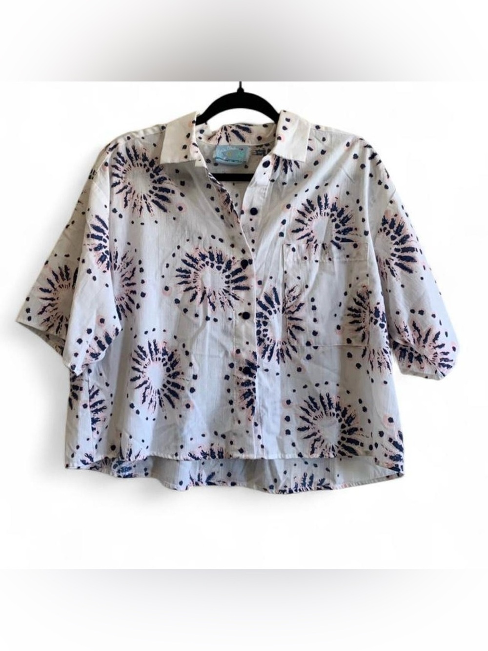 Button-Up with Navy & Pink Burst Print Size M/L